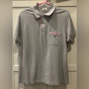 Lacoste vintage devanlay polo top gray with pink accents